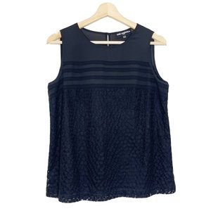 Karl Lagerfeld Paris Lace Top Sheer Sleeveless Black Sz S